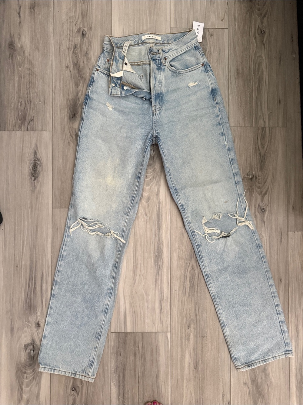 PacSun Light Blue Distressed Straight Leg Jeans